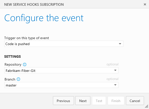 Select the event to trigger on and select any desired filters
