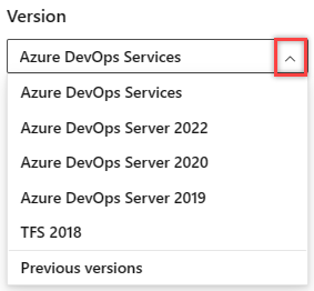 Select a version from Azure DevOps Content Version selector.