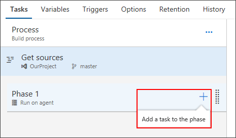 Screenshot showing how to add a new task to your pipeline.