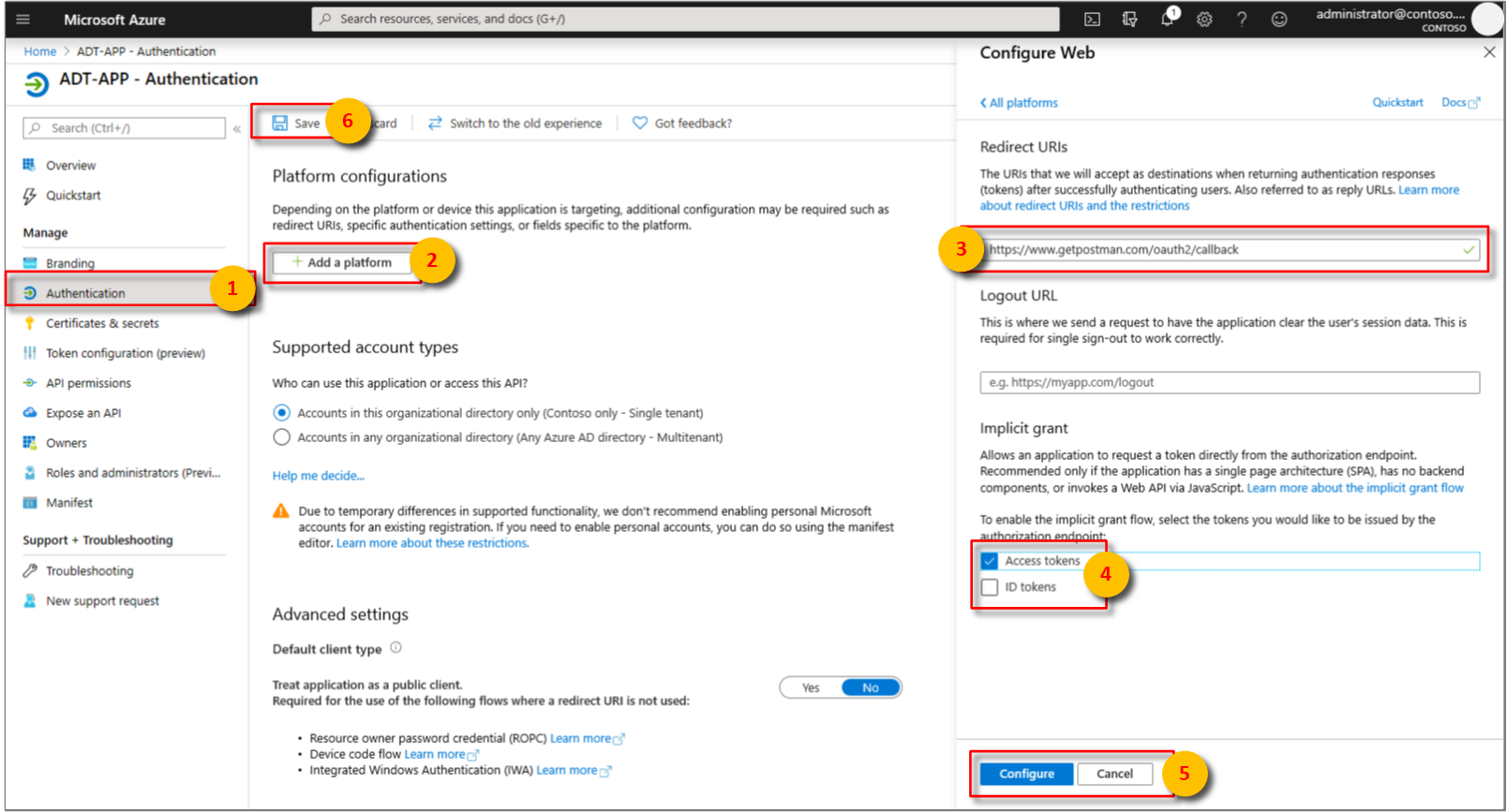 Configure a new Postman Redirect URI