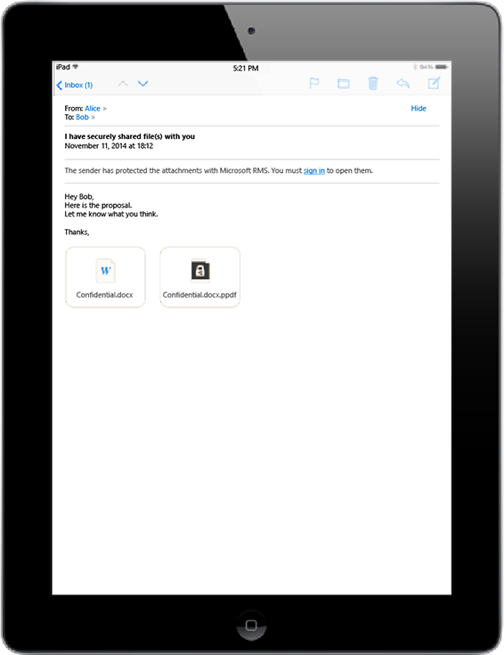 Large picture of email on iPad