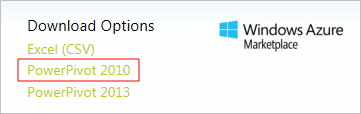 Download to PowerPivot 2010