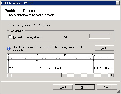 Positional Record screen