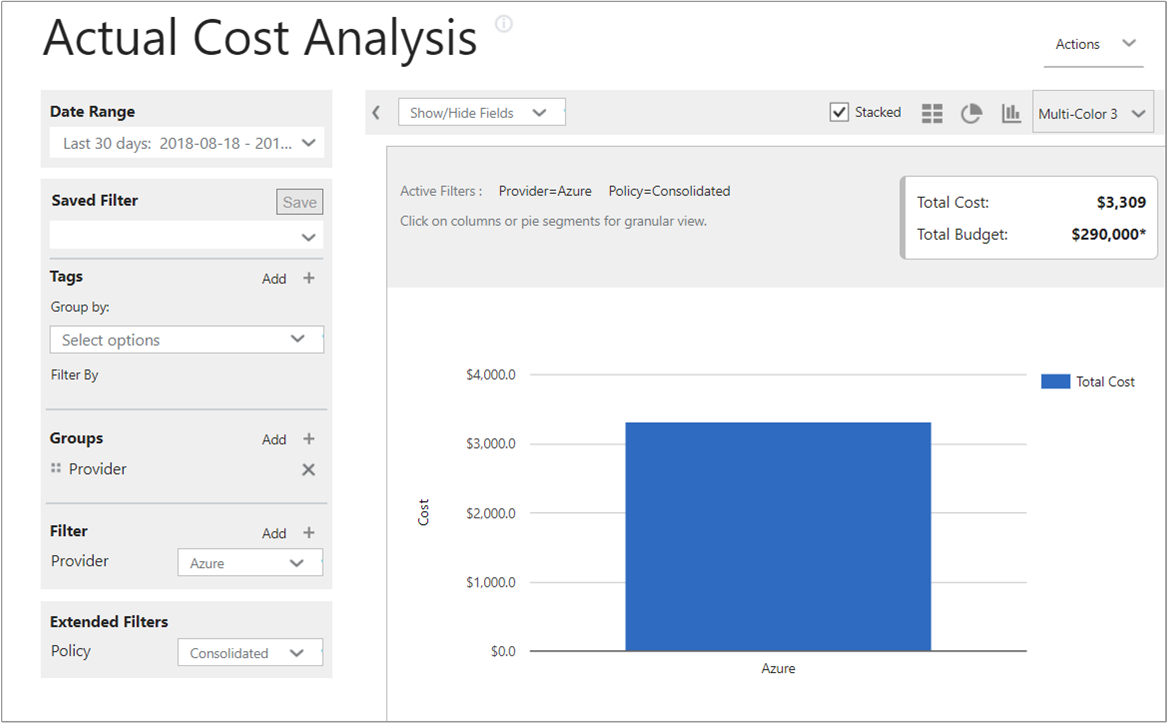 Actual Cost Analysis filtered