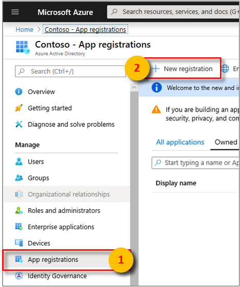 Select the New registration button