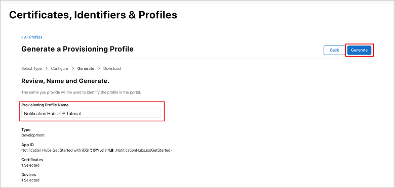 Choose a provisioning profile name