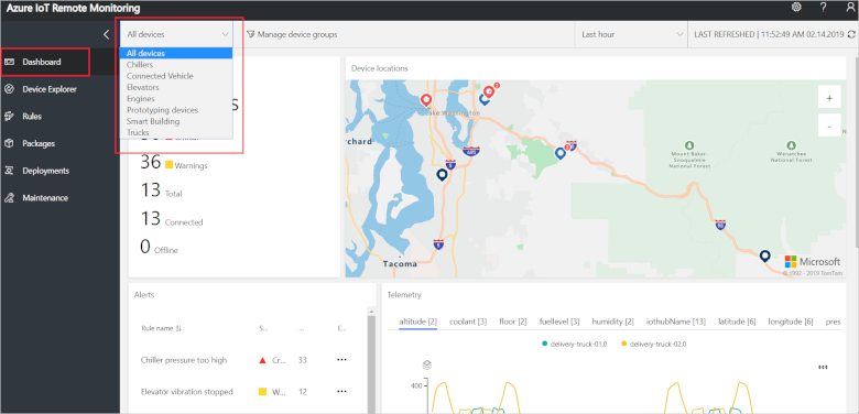 Filter for trucks on the dashboard