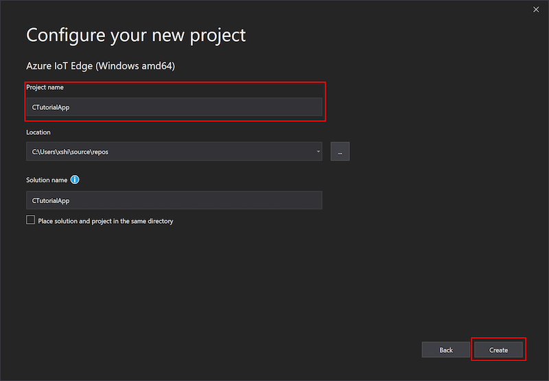Screenshot of the "Configure your new project" pane.