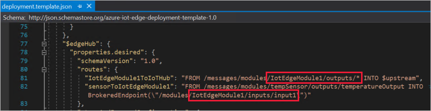 Review routes in deployment.template.json