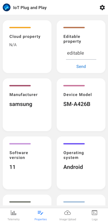 Screenshot that shows properties page in mobile device app.