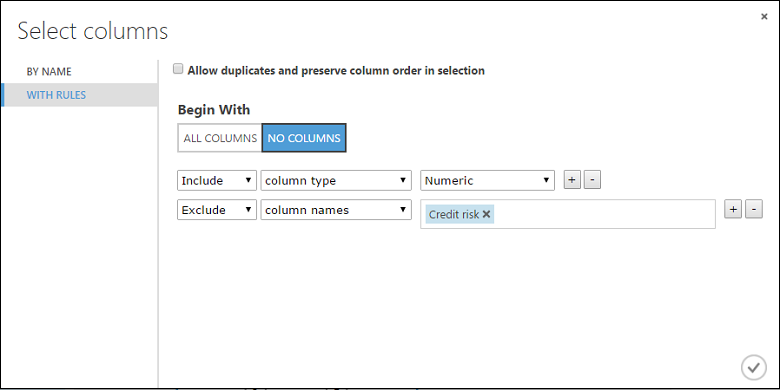 Select columns for the Normalize Data module