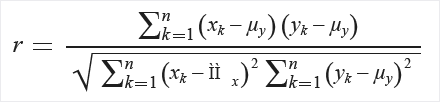 linear correlation formula