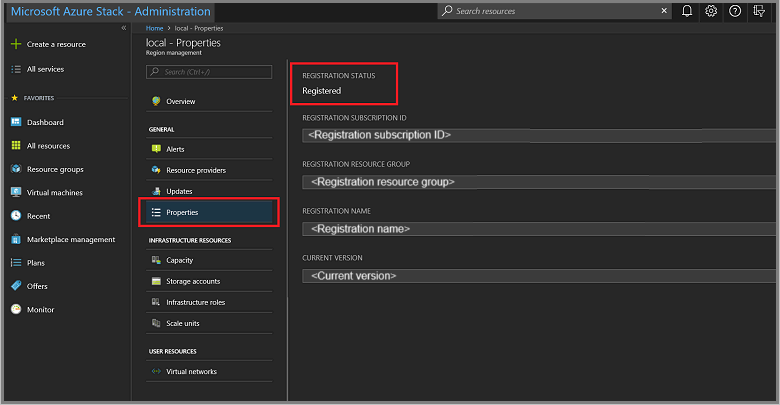 Region management tile in Azure Stack Hub administrator portal
