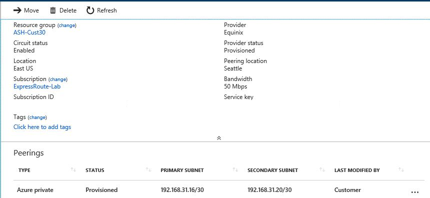 Screenshot of ExpressRoute 2 configuration.