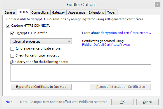 Configure Fiddler Options