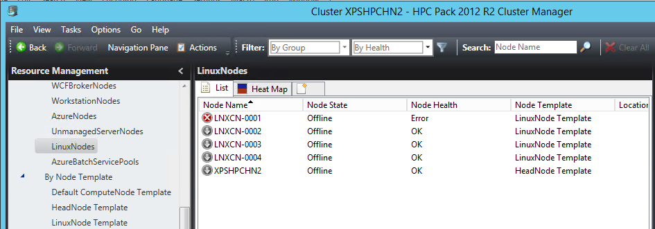Linux nodes in HPC Pack Cluster Manager
