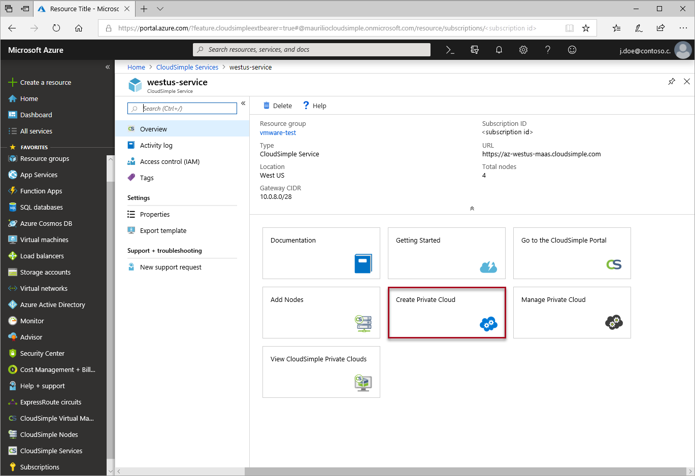 Create Private Cloud from Azure