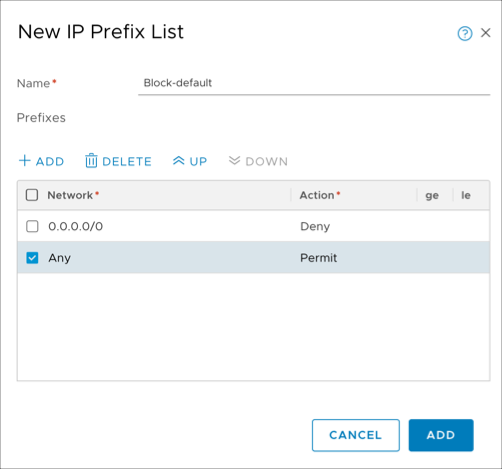 Create IP prefix list