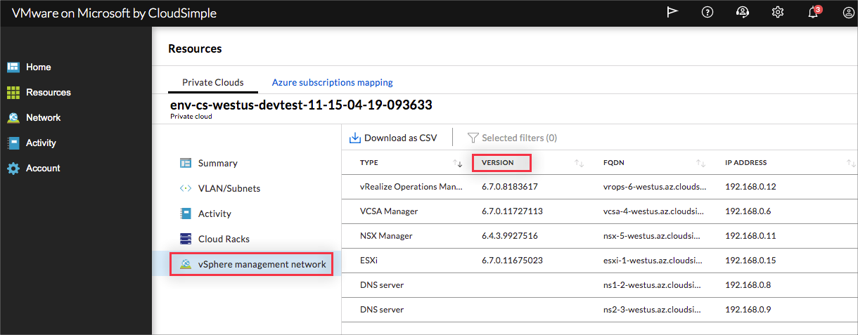 vCenter and PSC versions