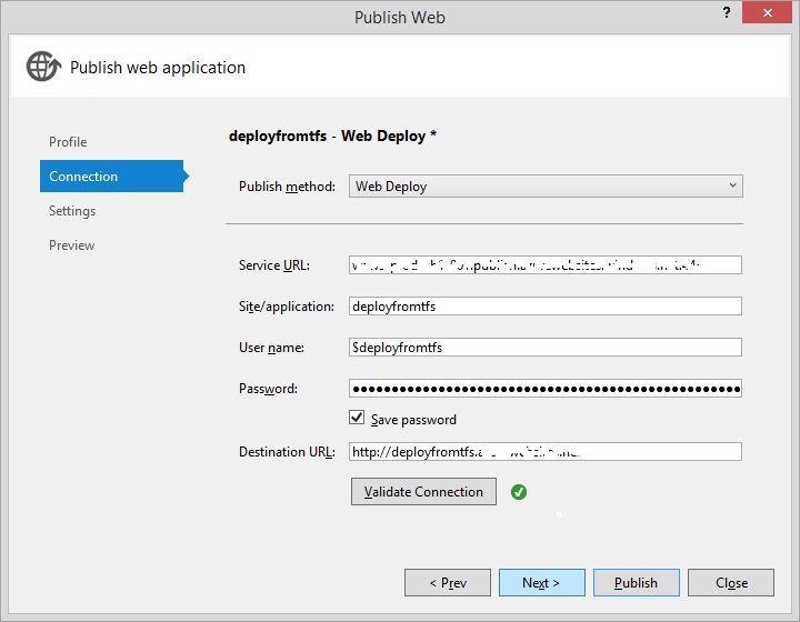 Test Deploy from Visual Studio