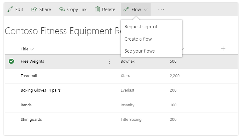 A screenshot showing how to request sign-off from the Flow menu in SharePoint A screenshot showing how to request sign-off from the Flow menu in SharePoint