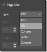 A screenshot of a menu allowing a user to adjust page size A screenshot of a menu allowing a user to adjust page size