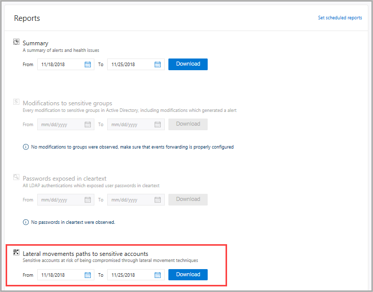 Screenshot showing report date selection.