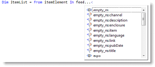 Figure 23. Intellisense applied within a LINQ query