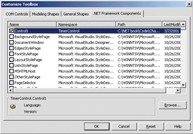 Figure 13 Placing .NET Controls in a Windows Toolbox