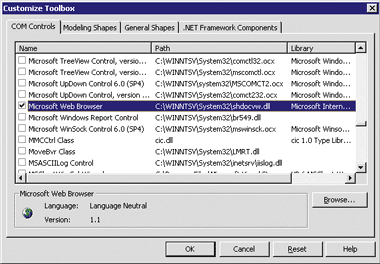 Figure 17 Visual Studio .NET Importing a Reference to an ActiveX Control