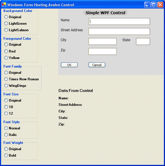 Windows Form Hosting Avalon Control