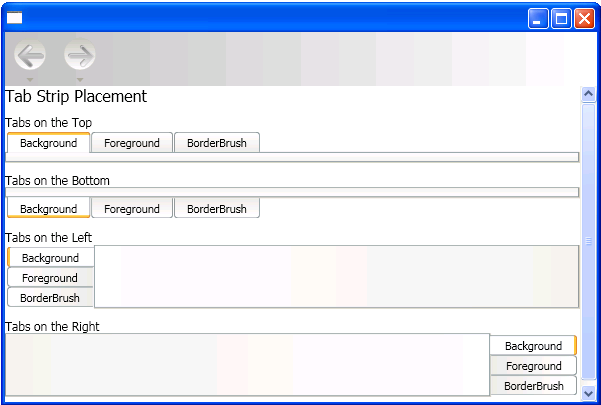 Tab strip placement