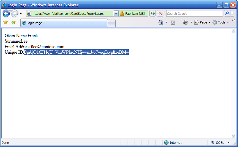 Using Windows CardSpace with Internet Explorer 7.0