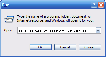 Opening the hosts file using notepad