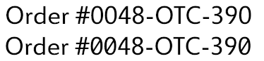 Text using OpenType slashed zero numerals