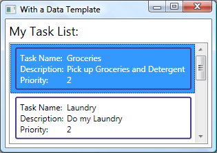 A list box that uses a data template