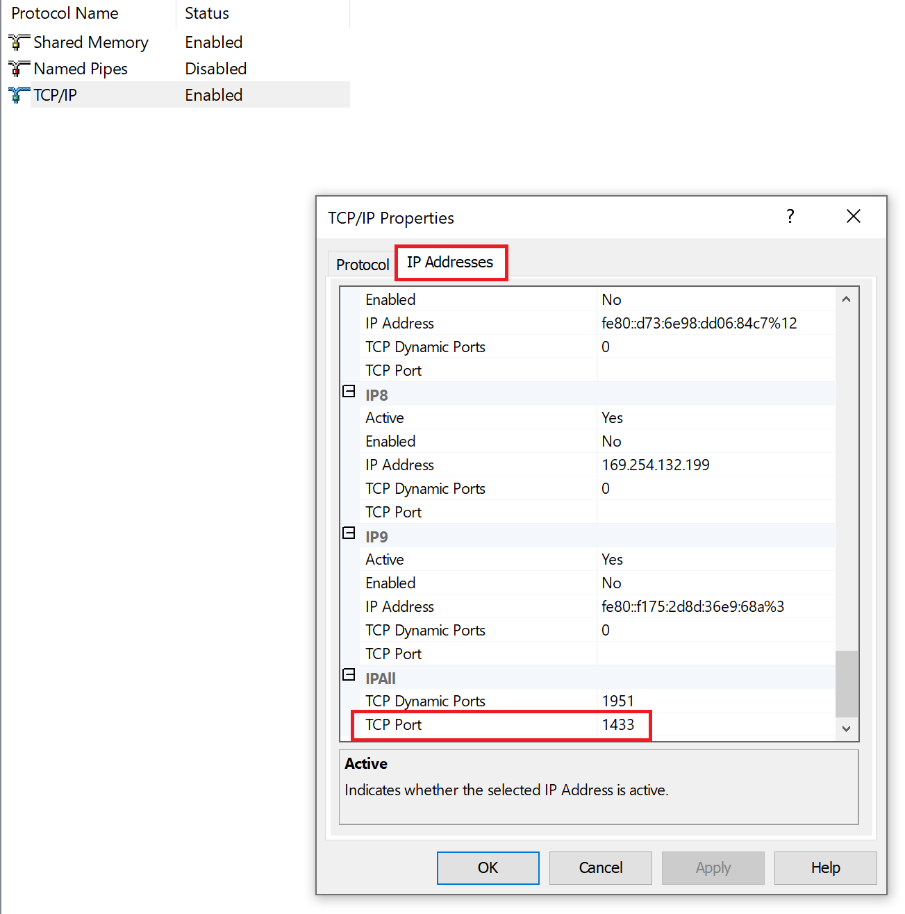SQL Server TCP/IP port