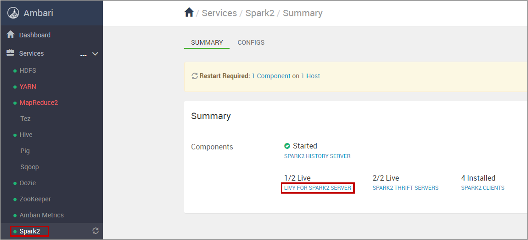 Select Livy for Spark2 Server