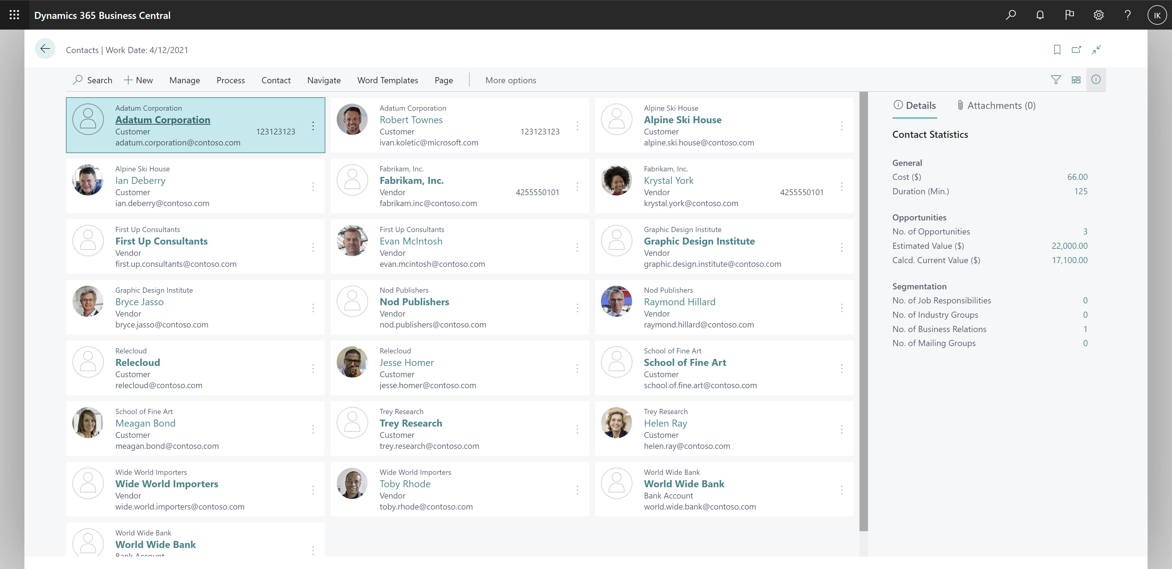 Updated contacts list in brick view Updated contacts list in brick view