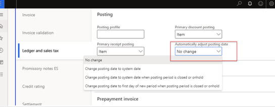 Automatically adjust posting date parameter. Automatically adjust posting date parameter.