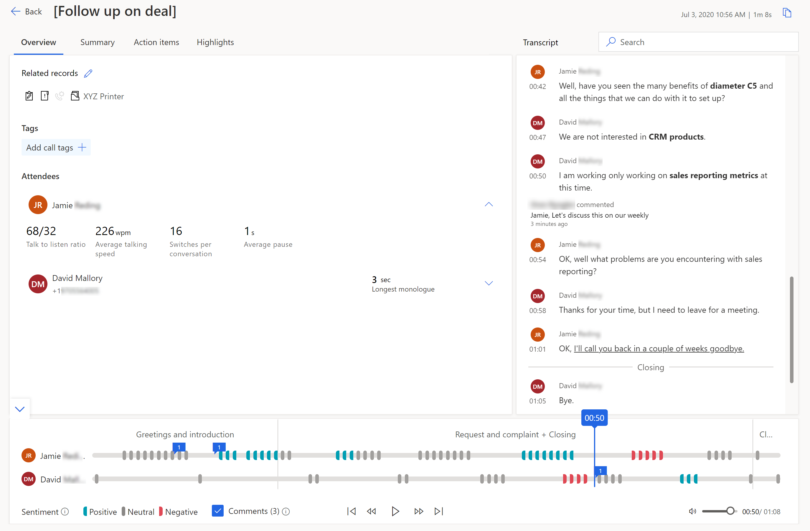 Screenshot of comments on timeline. Screenshot of comments on timeline.