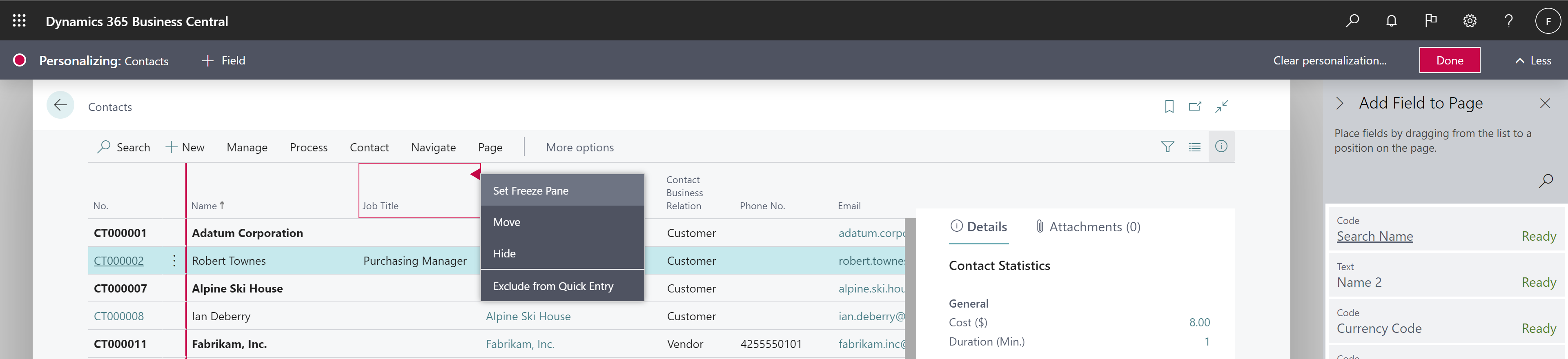 Shows Contact Job Title added to Contacts List page through personalization. Shows Contact Job Title added to Contacts List page through personalization.