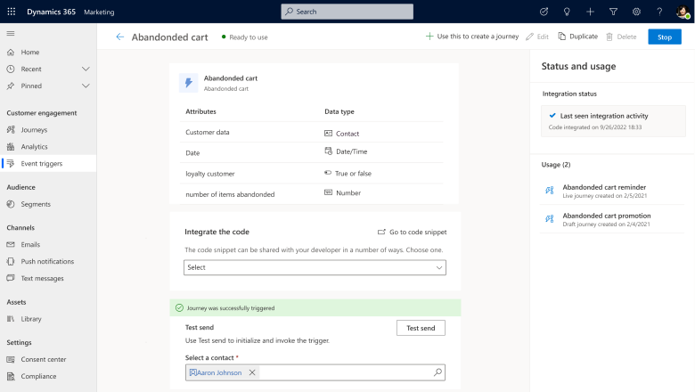 Screenshot showing a test send. Screenshot showing a test send.