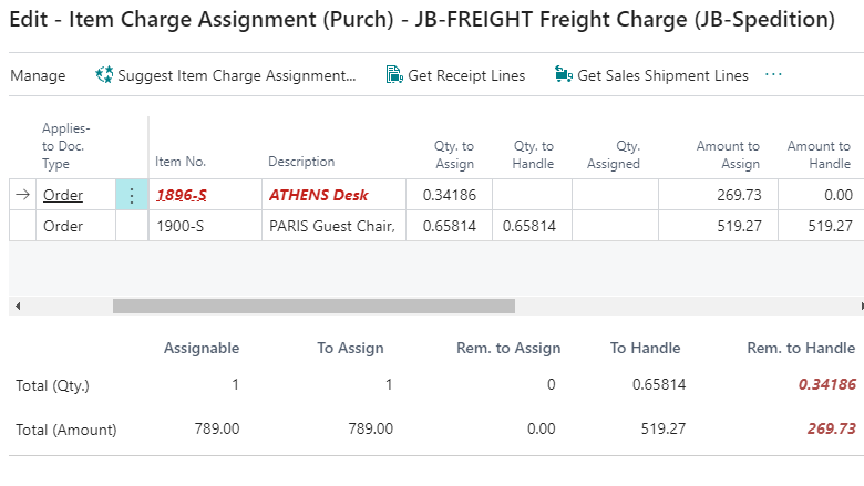 Quantity to handle in Item Charge Assignment page. Quantity to handle in Item Charge Assignment page.