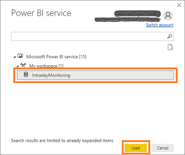 Select intraday insights datasets Select intraday insights datasets.