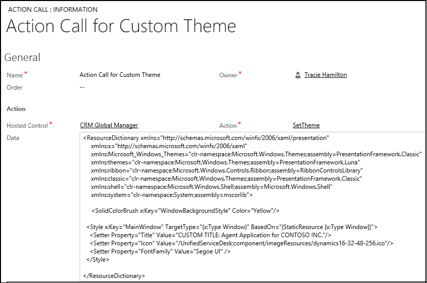 Define action call for customizing display Define action call for customizing display.