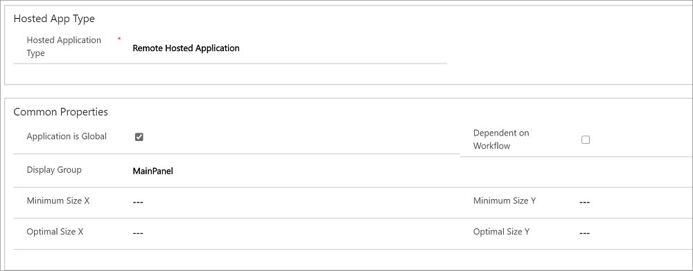 Common Properties screen of hosted control Common Properties screen of hosted control.