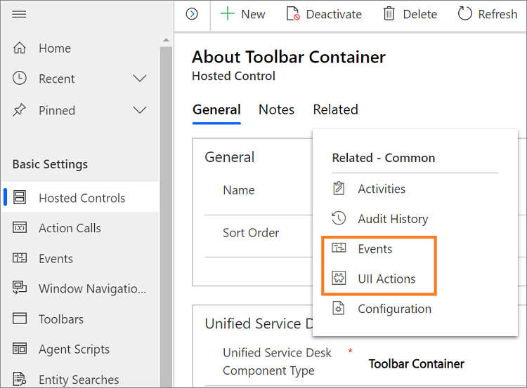 Navigation to predefined UII actions and events Navigation to predefined UII actions and events.