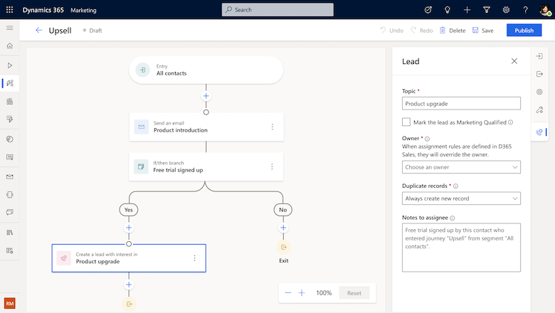 Image shows creation and handoff of a lead Image shows creation and handoff of a lead