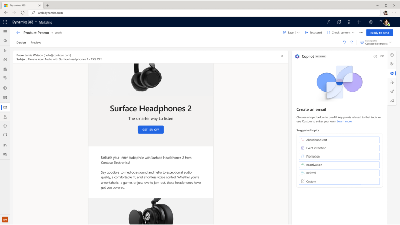 Using Copilot to create email Using Copilot to create email